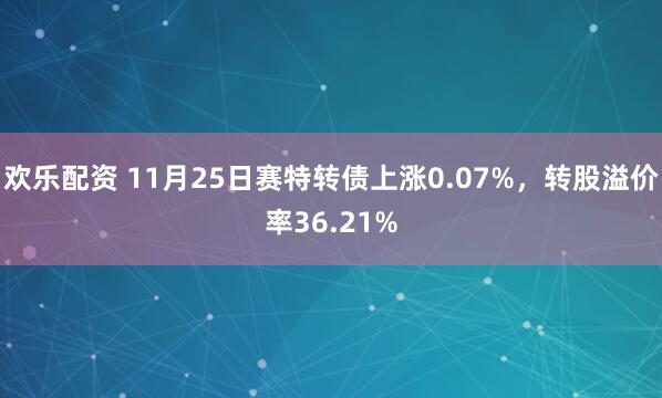 欢乐配资 11月25日赛特转债上涨0.07%，转股溢价率36.21%